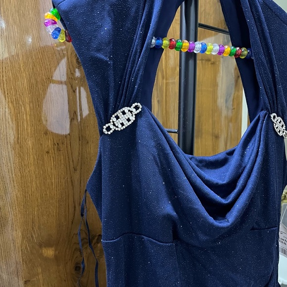 🚨 SALE 🚨 Navy Blue Glitter Gown Dress - size 6P - Picture 5 of 15